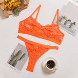 Sexy Lingerie Lace 3/4 Cup Bra Sets For Women Wireless Thin Breathable Comfortable Underwear Solid Color Lingerie Bralette Set