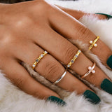 Tocona Bohemian Vintage Gold Crescent Geometric Joint Ring Set for Women Crystal Personality Design Ring Set Party Jewelry 10287