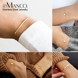 eManco Not Darken 316L Stainless Steel Bracelets for women Adjustable Chain Charm Bracelets women Minimalist Bracelet Jewellery