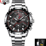 LIGE Top Brand Luxury Mens Fashion Watch Men Sport Waterproof Quartz Watches Men All Steel Army Military Watch Relogio Masculino