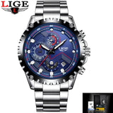 LIGE Top Brand Luxury Mens Fashion Watch Men Sport Waterproof Quartz Watches Men All Steel Army Military Watch Relogio Masculino