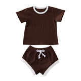 2Pcs Fashion New Summer Newborn Baby Girls Boys Clothes Cotton Casual Short Sleeve Tops T-shirt+Shorts Toddler Infant Outfit Set