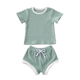 2Pcs Fashion New Summer Newborn Baby Girls Boys Clothes Cotton Casual Short Sleeve Tops T-shirt+Shorts Toddler Infant Outfit Set