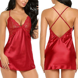 Women's Sexy Lingerie Dress Babydoll Set Lace Nightwear Lace Silks Braces Skirt Plus Size Halter Erotic Sexy Nightwear