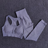 Women Seamless Yoga Set Fitness Sports Suits Gym Clothing Long Sleeve Crop Top Shirts High Waist Running Leggings Workout Pants