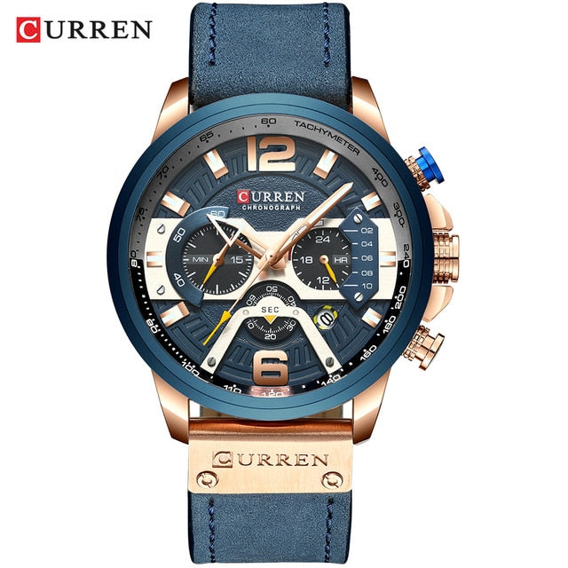 Wristwatch Mens CURREN 2019 Top Brand Luxury Sports Watch Men Fashion Leather Watches with Calendar for Men Black Male Clock