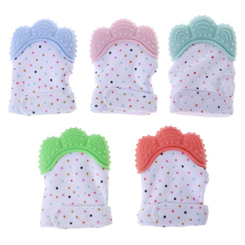 Baby Teether Gloves Squeaky Grind Teeth Oral Care Teething Pain Relief Newborn Bite Chew Sound Toys Adjustable Dec17