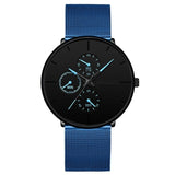 Fashion Mens Business Black Watches Luxury Stainless Steel Ultra Thin Mesh Belt Quartz Men Wrist Watch Casual Classic Male Watch
