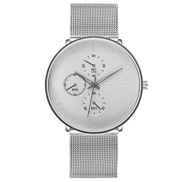 Fashion Mens Business Black Watches Luxury Stainless Steel Ultra Thin Mesh Belt Quartz Men Wrist Watch Casual Classic Male Watch