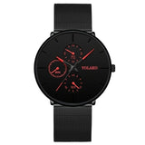Fashion Mens Business Black Watches Luxury Stainless Steel Ultra Thin Mesh Belt Quartz Men Wrist Watch Casual Classic Male Watch