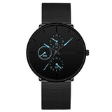 Fashion Mens Business Black Watches Luxury Stainless Steel Ultra Thin Mesh Belt Quartz Men Wrist Watch Casual Classic Male Watch
