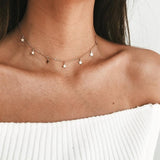 Women Gold Color Chain Star Choker Necklace Collana Kolye Bijoux Collares Mujer gargantilha Collier Femme