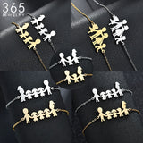 Cute Stainless Steel Mom Dad Kids Family Bracelets Women Gold Adjustable Figure Bracelets Girls Jewelry