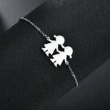 Cute Stainless Steel Mom Dad Kids Family Bracelets Women Gold Adjustable Figure Bracelets Girls Jewelry