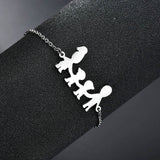 Cute Stainless Steel Mom Dad Kids Family Bracelets Women Gold Adjustable Figure Bracelets Girls Jewelry