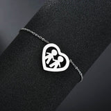 Cute Stainless Steel Mom Dad Kids Family Bracelets Women Gold Adjustable Figure Bracelets Girls Jewelry