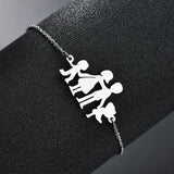Cute Stainless Steel Mom Dad Kids Family Bracelets Women Gold Adjustable Figure Bracelets Girls Jewelry