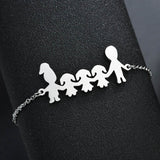 Cute Stainless Steel Mom Dad Kids Family Bracelets Women Gold Adjustable Figure Bracelets Girls Jewelry
