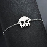 Cute Stainless Steel Mom Dad Kids Family Bracelets Women Gold Adjustable Figure Bracelets Girls Jewelry