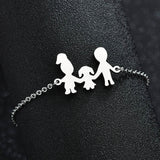 Cute Stainless Steel Mom Dad Kids Family Bracelets Women Gold Adjustable Figure Bracelets Girls Jewelry