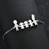 Cute Stainless Steel Mom Dad Kids Family Bracelets Women Gold Adjustable Figure Bracelets Girls Jewelry