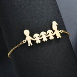 Cute Stainless Steel Mom Dad Kids Family Bracelets Women Gold Adjustable Figure Bracelets Girls Jewelry