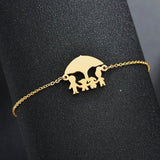 Cute Stainless Steel Mom Dad Kids Family Bracelets Women Gold Adjustable Figure Bracelets Girls Jewelry