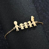 Cute Stainless Steel Mom Dad Kids Family Bracelets Women Gold Adjustable Figure Bracelets Girls Jewelry