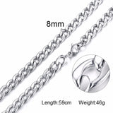 Solid Necklace Curb Chains Link Men Choker Stainless Steel Male Female Accessories Fashion