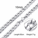 Solid Necklace Curb Chains Link Men Choker Stainless Steel Male Female Accessories Fashion