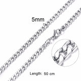 Solid Necklace Curb Chains Link Men Choker Stainless Steel Male Female Accessories Fashion