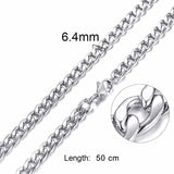 Solid Necklace Curb Chains Link Men Choker Stainless Steel Male Female Accessories Fashion