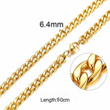 Solid Necklace Curb Chains Link Men Choker Stainless Steel Male Female Accessories Fashion