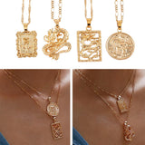 MAA-OE Bohemia Portrait Alloy Gold Coin Pendant Necklaces For Women Vintage Rose Fashion Long Necklace 2019 Jewelry Gifts