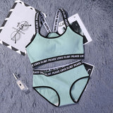Maidy Female Bra Set Seamless Lingerie Sport Bra Brief Sets Cotton Active Bras Wire Free Underwear Women Size 32-34-36 A-B-C