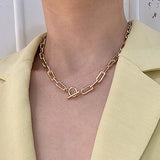 NEW Box Chain Toggle Clasp Gold Necklace Mixed Linked Circle Necklaces for Women Minimalist Choker Necklace collier femme collar