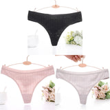 3PCS/Set Embossed Thong Cotton Panties for Women Underwear Sexy Lingerie Female Underpants 3D Striped Cotton G-string Panties