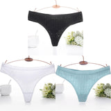 3PCS/Set Embossed Thong Cotton Panties for Women Underwear Sexy Lingerie Female Underpants 3D Striped Cotton G-string Panties