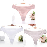 3PCS/Set Embossed Thong Cotton Panties for Women Underwear Sexy Lingerie Female Underpants 3D Striped Cotton G-string Panties
