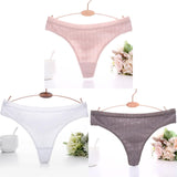 3PCS/Set Embossed Thong Cotton Panties for Women Underwear Sexy Lingerie Female Underpants 3D Striped Cotton G-string Panties