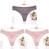 3PCS/Set Embossed Thong Cotton Panties for Women Underwear Sexy Lingerie Female Underpants 3D Striped Cotton G-string Panties