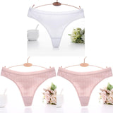 3PCS/Set Embossed Thong Cotton Panties for Women Underwear Sexy Lingerie Female Underpants 3D Striped Cotton G-string Panties