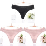 3PCS/Set Embossed Thong Cotton Panties for Women Underwear Sexy Lingerie Female Underpants 3D Striped Cotton G-string Panties