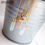 IPARAM Fashion Trend Crystals Necklace Bohemian Hexagon Opal Pendant Necklace Female Hexagon Crystal Necklace Gift 2020 NEW