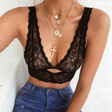 Sexy Women  Deep V Floral Lace Lingerie Bralette Crop Top Unpadded e Bra Sheer Mesh Bra