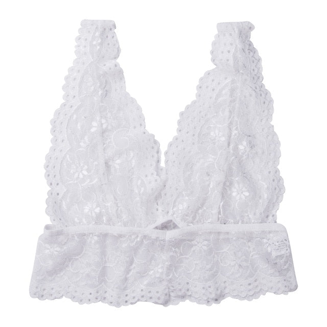 Sexy Women  Deep V Floral Lace Lingerie Bralette Crop Top Unpadded e Bra Sheer Mesh Bra