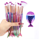 Makeup Brushes Kit Natural Tool Mermai Pencil Cosmetics Foundation Artist Mermaid Highlighter Face Set Of Bronzer Eyeshadow Lip