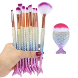 Makeup Brushes Kit Natural Tool Mermai Pencil Cosmetics Foundation Artist Mermaid Highlighter Face Set Of Bronzer Eyeshadow Lip