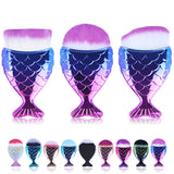 Make Up Brushes Cosmetic Professional Tail Mermaid Holder Shape Makeup Brush Foundation Cosmetic Fish Tools Kit Powder Face
