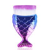 Make Up Brushes Cosmetic Professional Tail Mermaid Holder Shape Makeup Brush Foundation Cosmetic Fish Tools Kit Powder Face